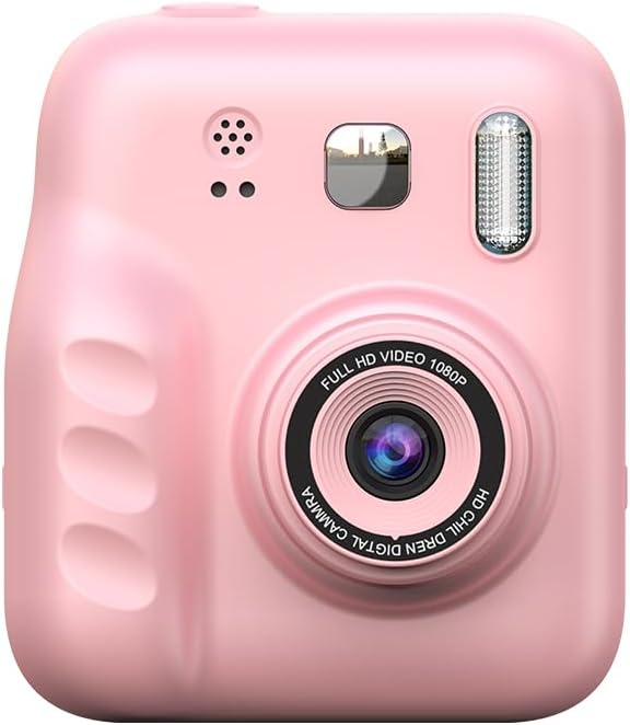 Kids Instant Print Camera, 1080P HD Kids Camera Instant Print, Includes 32GB SD Card, Adapter & 4 Zink Paper Rolls, Best Christmas or Birthday Gift for Girls Boys Age 3-12（Pink）