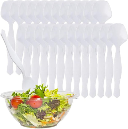 PARTY BARGAINS Disposable White Plastic Serving Spoons 8.75″ – Heavy-Duty White