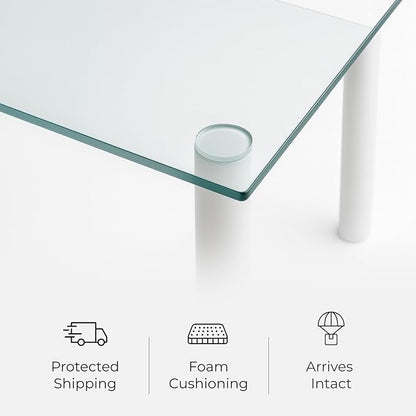 Fab Glass and Mirror Tempered Glass Table Top Custom Cut Rectangle 1/4" Thick Clear Furniture Protector with Flat Polish Edge Eased Corners for Coffee Dining Tables Desks