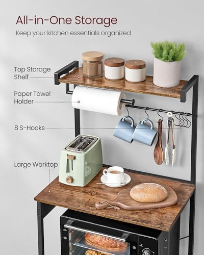 VASAGLE 4-Tier Kitchen Bakers Rack with Power Outlet, 23.6-Inch Wide