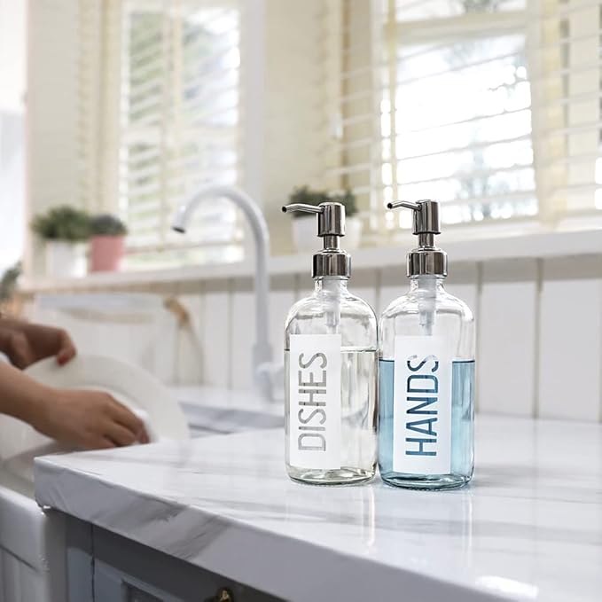 JASAI 2Pack 18OZ Glass Soap Dispenser