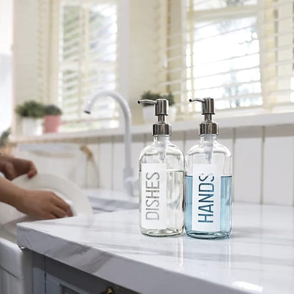 JASAI 2Pack 18OZ Glass Soap Dispenser