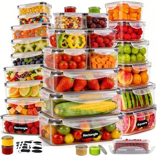 62PCS Thick Food Storage Containers with Airtight Lids for Meal Prep