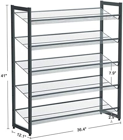 SONGMICS Metal Shoe Rack, 5-Tier Shoe Orgainzer, Holds 20-25 Pairs