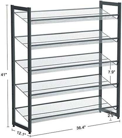 SONGMICS Metal Shoe Rack, 5-Tier Shoe Orgainzer, Holds 20-25 Pairs