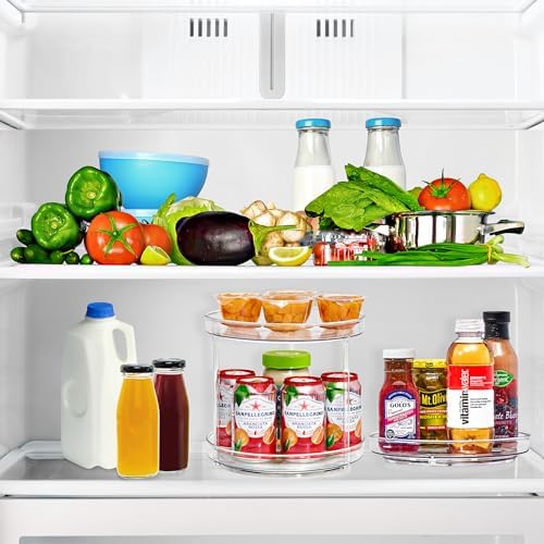Sorbus Lazy Susan Organizer, Clear Turntable Organizer (2 Flat + 2 Tiered)