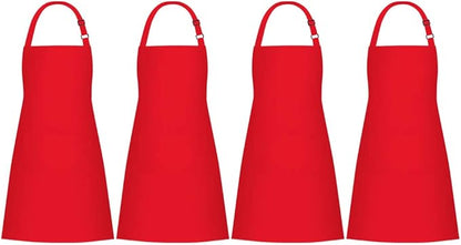 Jubatus 4 Pack Bib Aprons with 2 Pockets Cooking Chef Kitchen Apron