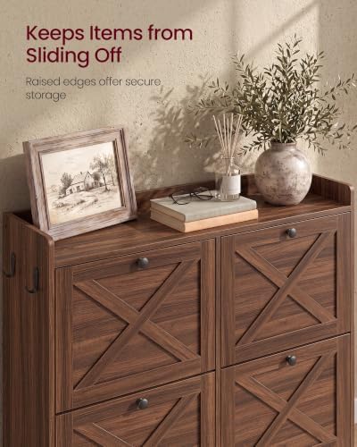 VASAGLE Narrow Shoe Storage Cabinet Organizer with 4 Flip Drawers
