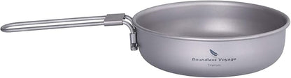Boundless Voyage Titanium Frying Pan with Folding Handle Ultra-light for Camping Picnic Skillet Griddle Tableware Cookware A-Ti2061C