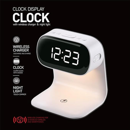 3in1 Multi-Functional Wireless Charging Alarm Clock Smart Night Light Qi