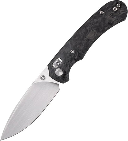 Folding Pocket Knife,3.31” M390 Blade,Erogonomic Titanium Handle,Hunting Survival Knife,EDC Knife for Hunting Camping Survival Outdoor Fishing Hiking（Black&Grey）