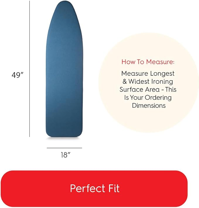 TIVIT Ironing Board Cover 18 x 49, Performance Grade Titanium Coated Pro Grip