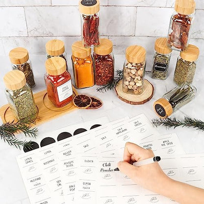 4 oz Glass Spice Jars with Bamboo Lids,16 Pack Spice Bottles