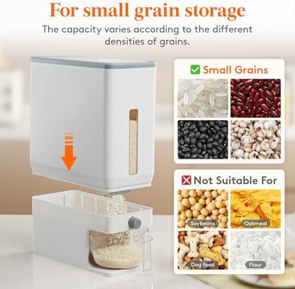 Lifewit Rice Container 27 Lbs, One-Press Dispenser with Measuring Cup