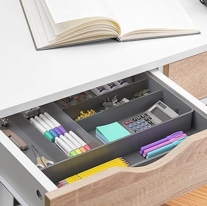 Simple Houseware Expandable Kitchen Drawer Flatware Organizer, Gray