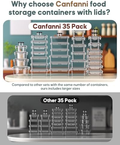 70 PCS Food Storage Containers with Lids Airtight, (35 Lids & 35 Containers) Leak proof Containers Set for Kitchen, Meal Prep, BPA-Free, PVC-Free Plastic, Microwave/Dishwasher Safe, Extra Labels & Pen