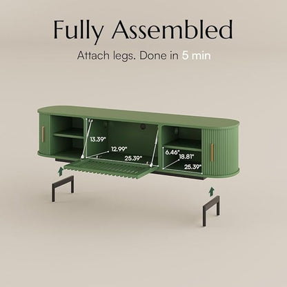 POVISON Fully-Assembled Modern Green TV Stand
