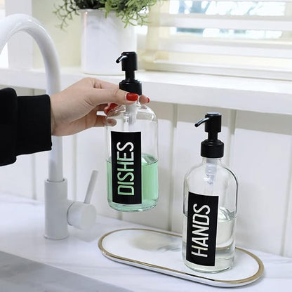 JASAI 2Pack 18OZ Glass Soap Dispenser, Kitchen Dispenser
