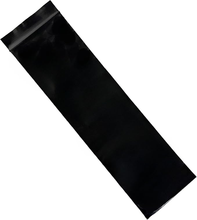PABCK 100 Pieces Black Reclosable Zip Bags 5.1mil Thickness Poly Plastic Packaging Resealable Zipper Lock Closure Bag for Storage (1.97x8.7 inch)