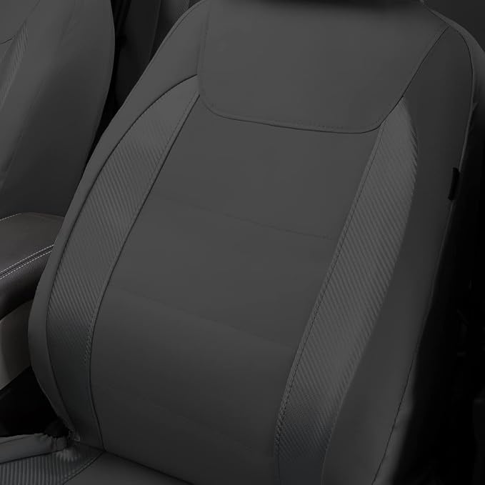 Flying Banner car seat Covers Protects Water Proof Faux Leather Carbon Fiber Fronts Gray Gray