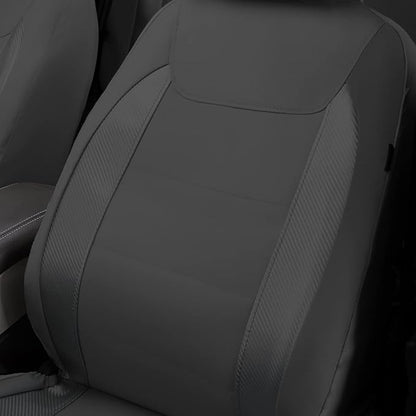 Flying Banner car seat Covers Protects Water Proof Faux Leather Carbon Fiber Fronts Gray Gray