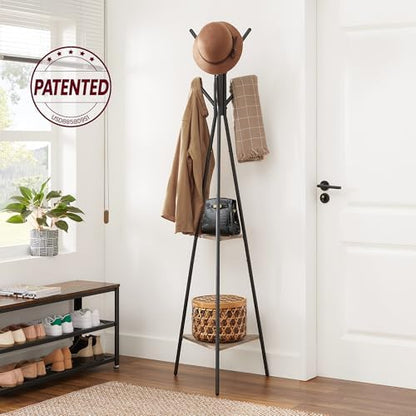 VASAGLE Coat Rack Freestanding, Hall Tree with 2 Shelves