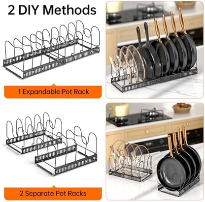 MUDEELA Expandable Pot Pan Lid Organizers inside Cabinet, 10 Divider-Black