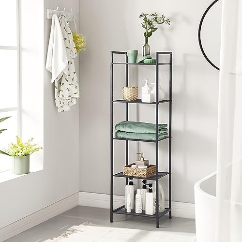 SONGMICS 5-Tier Storage Rack, Bathroom Shelf, Extendable Plant Stand