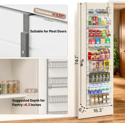 ElegantArray 9-Tier Pantry Door Organizer, Light Gray