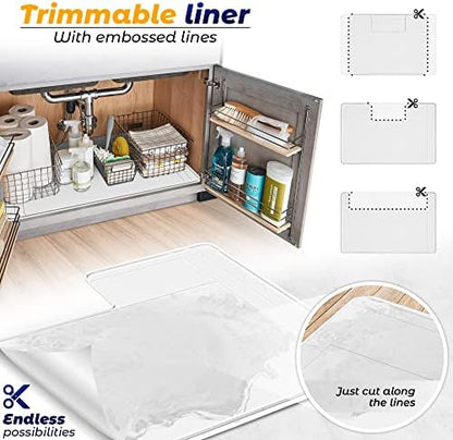 The Original Under Sink Mat - Silicone Waterproof mat, Trimmable, Easy to Clean, Kitchen Cabinet Liner, Under Sink Protector mats, Drip Tray with Lip - 34" x 22" or Smaller