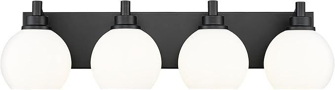 METWET Bathroom Light Fixtures, 4 Light Matte Black Vanity Light, 26 Inch