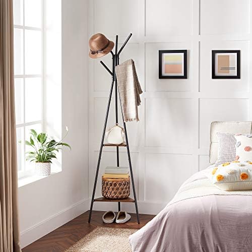 VASAGLE Coat Rack Freestanding, Hall Tree with 2 Shelves