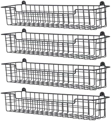 Spice Rack Organizer Wall Mount, Spice Organization Storage Shelf for Cabinet Door, 4 Packs Wall Spice Rack Saving Space for Kitchen, Black