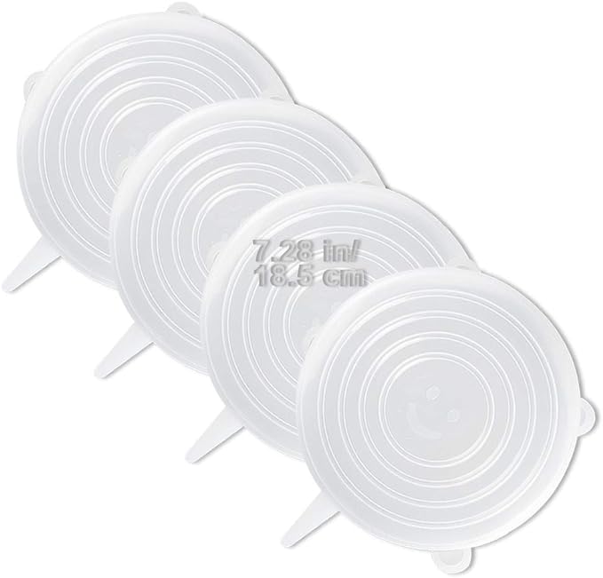 LELE LIFE 4 Pack Same Size Silicone Stretch Lids, Thicker Reusable Sturdy