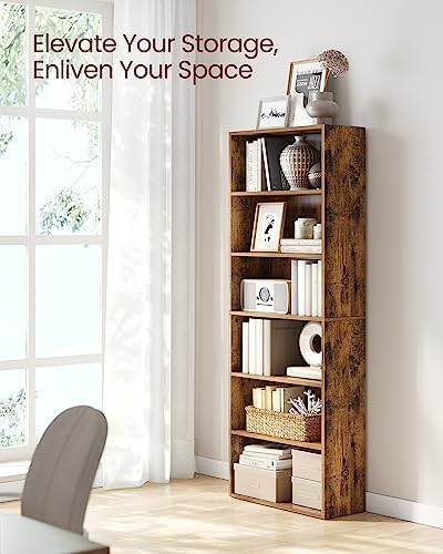 VASAGLE Set of 2 6-Tier Open Bookshelves, Adjustable Storage Shelves