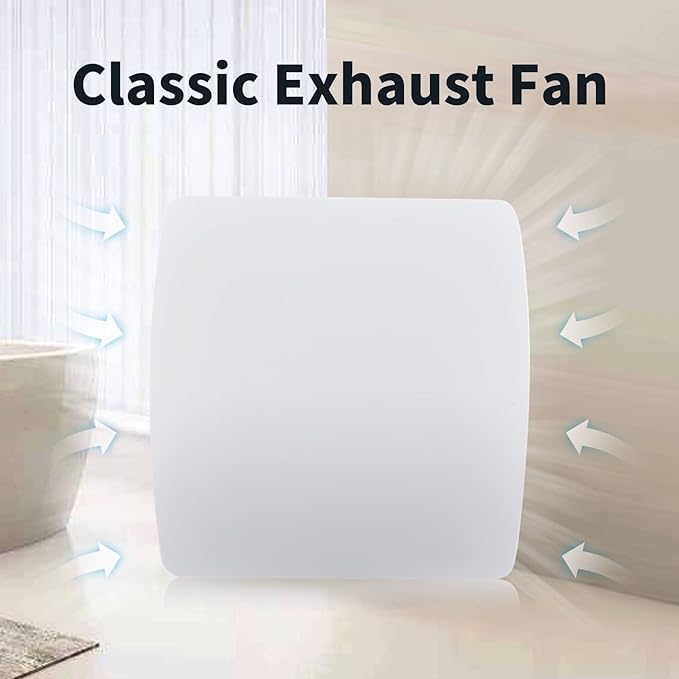 Zeyzer Exhaust Fan 110 CFM 1.0 Sones 5.9" Duct White Square Quiet Powerful