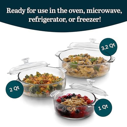 Libbey Baker's Basics Glass Casserole Dish Set with Covers, 3-Piece