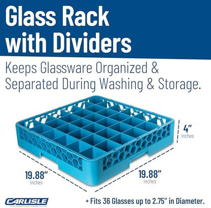 Carlisle FoodService Products RG3614 OptiClean 36 Compartment Glass Rack, 2.94" Compartments, Blue (Pack of 6)