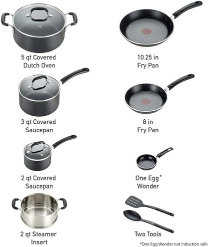 T-fal Experience Nonstick Cookware Set 12 Piece, Oven Broiler Safe 350F
