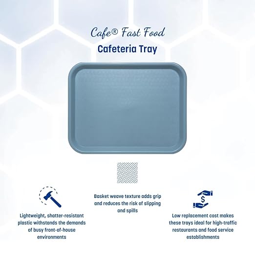 Carlisle FoodService Products Cafe Plastic Fast Food Tray, 12" x 16", Slate, (Pack of 24)