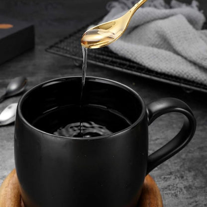 AnSaw Elegant Gold Leaf Coffee Spoons