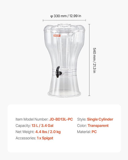 VEVOR Beverage Dispenser, 3.4 Gallon Drink Dispenser