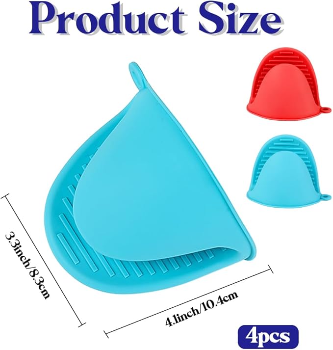4 PCS Silicone Oven Mitts Heat Resistant Mini Oven Gloves