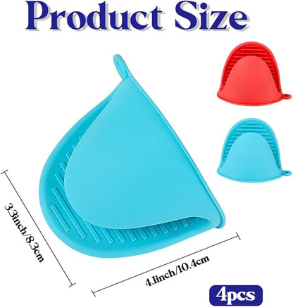 4 PCS Silicone Oven Mitts Heat Resistant Mini Oven Gloves