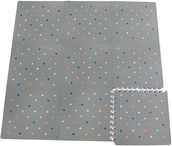 Soft Non-Toxic Baby Play Mat XXL, Toddler Playmat, Colorful Jigsaw Puzzle PlayMat, Tiles 24 x 24 Foam Floor Mats for Kids & Babies | EVA Foam Interlocking Tiles for Nursery, Playroom (Grey 9 PCS)