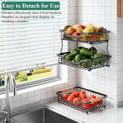 OKZEST 3-Tier Fruit Basket Fits Under Standard Upper Cabinet, 17.2" H