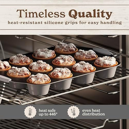 Country Kitchen Nonstick Stackable Bakeware Set - Heavy Duty, Durable, Easy Release Baking Set, Grey, 10 Pcs