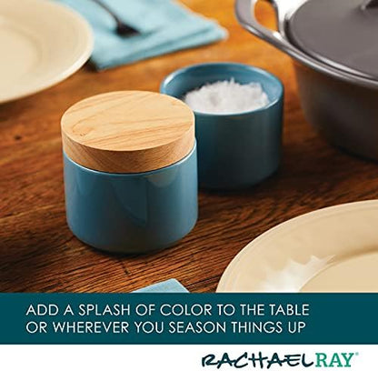 Rachael Ray Ceramics Stacking Spice/Seasoning Box Set with Lid, 2 Piece, Agave Blue