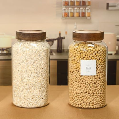KEYWING 88oz Glass Jars w/Acacia Lids for Flour & Sugar Storage Containers