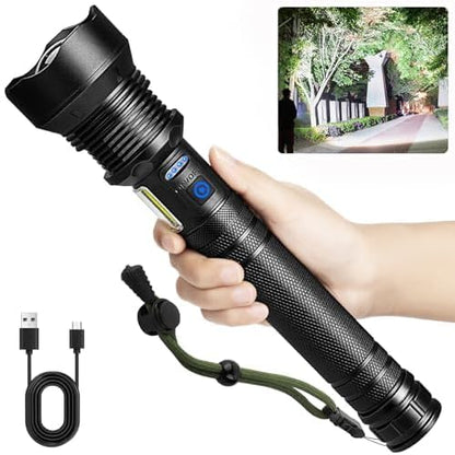 Cinlinso Flashlights High Lumens Rechargeable, 99,000 Lumens Super Bright Led Flashlight, Flash Light with 7 Modes, IPX6 Waterproof, Handheld Powerful Flashlight for Camping, Emergencies (Black)